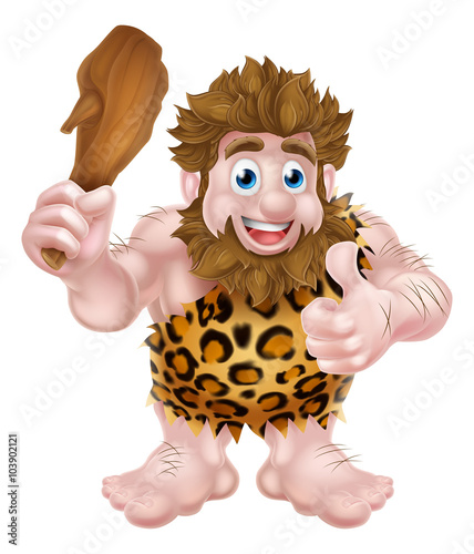 Cartoon Caveman Giving Thumbs Up