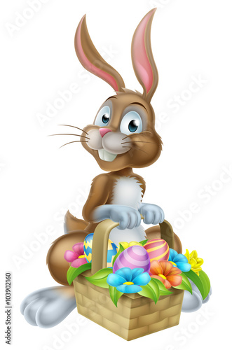 Easter Bunny Rabbit with Eggs Hamper Basket