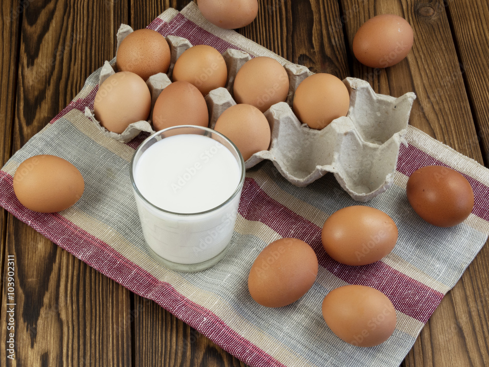 Eggs and a glass of milk Eggs and a glass of milk