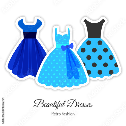 Blue Retro Dresses Background