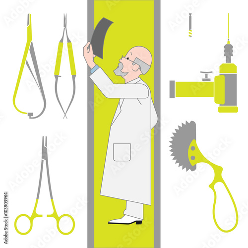 Set of Flat Surgery and Orthopedics Tools