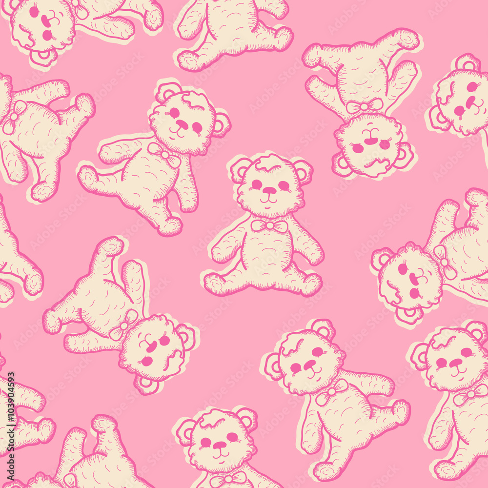 Seamless Baby Background with teddy bear