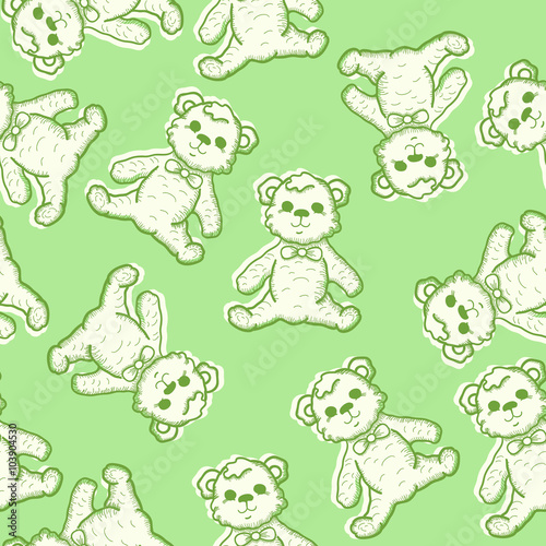 Seamless Baby Background with teddy bear