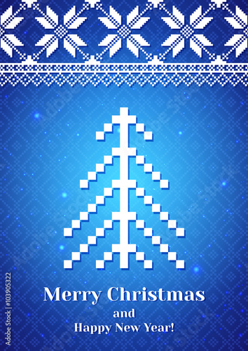 Christmas Background with traditional norwegian pattern