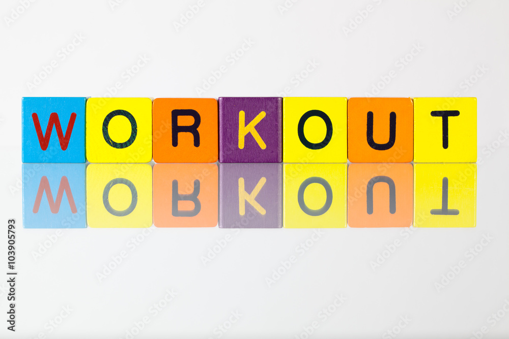Workout - an inscription from children's blocks Workout - an inscription from children's blocks