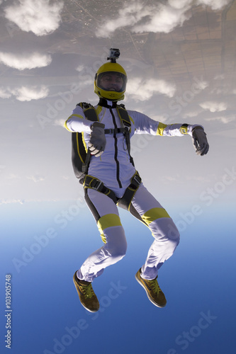 The girl parachutist in free style. © German Skydiver