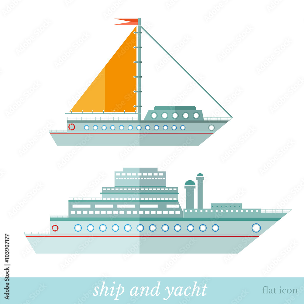 flat icon ship and yacht on white