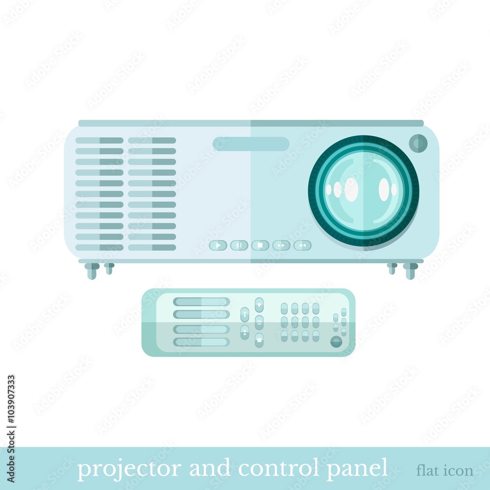 Fototapeta premium flat icon projector and controle panel object on white