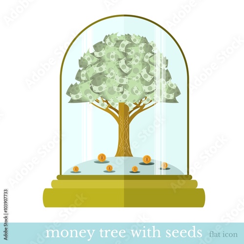 Tableau sur toile Flat design vector concepts icon of finance and business,money tree with seeds