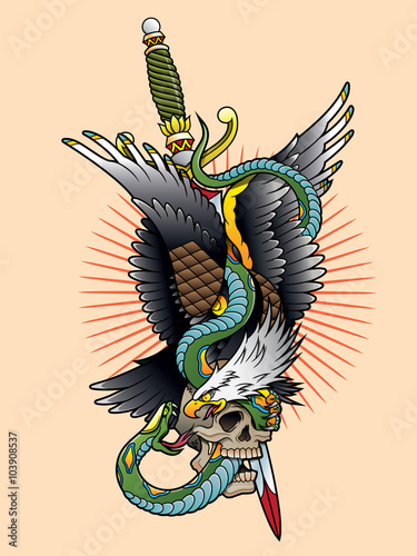 eagle and snake tattoo color