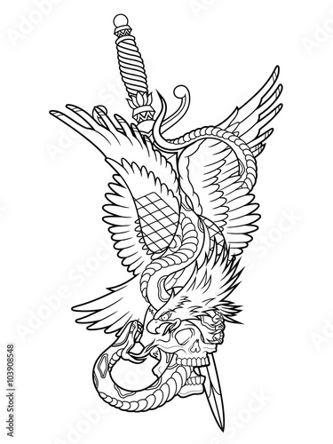 eagle and snake tattoo outline