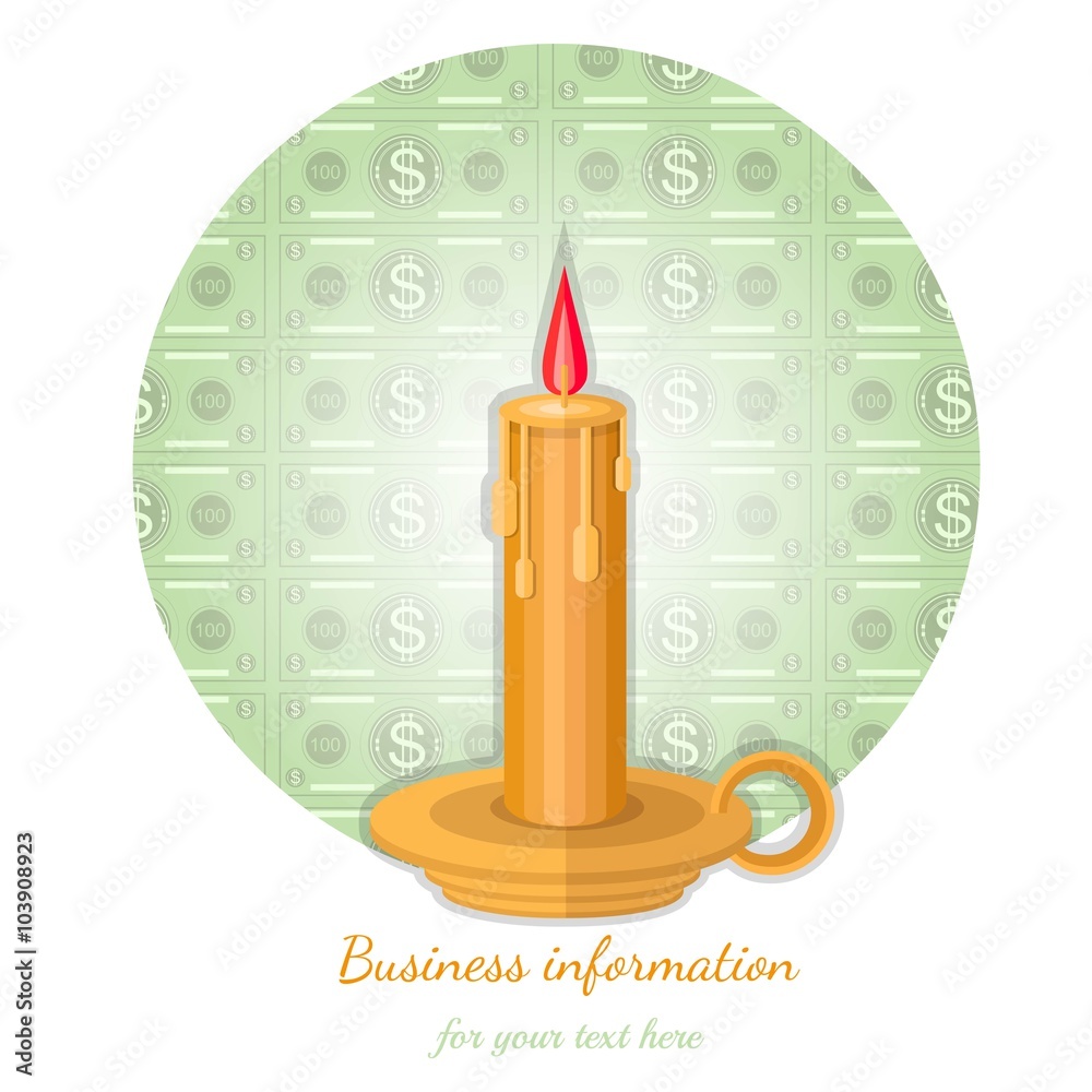 Obraz premium flat background with candle flashed money
