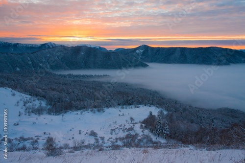 Mountain sunset winter © erainbow