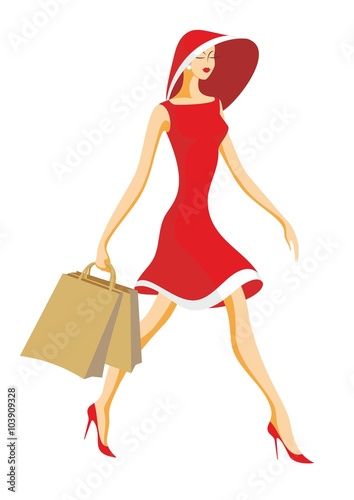 the beautiful, elegant lady bears bags with purchases