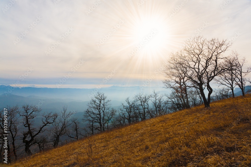 Mountain sunset autumn