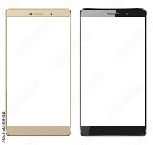 Smartphones, mobile phones isolated with blank screen