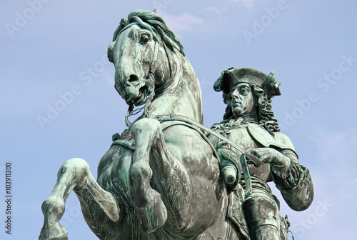 VIENNA  AUSTRIA - APRIL 22  2010  Statue of Prince Eugene in front of Hofburg Palace  Vienna  Austria