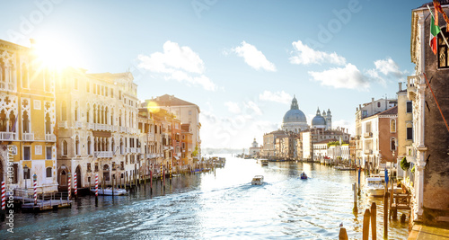 View from Accademia Bridge on Grand Canal in Venice