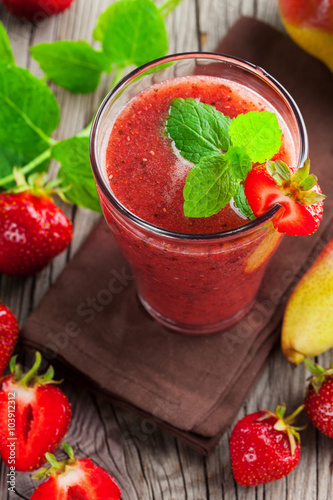 Strawberry smoothie in a glass