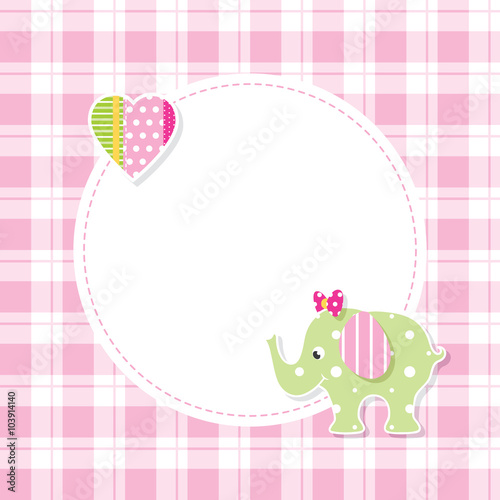 pink and green baby girl elephant greeting card