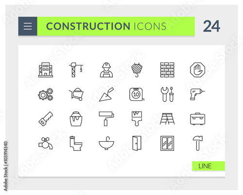 Premium Construction Line Vector icon set