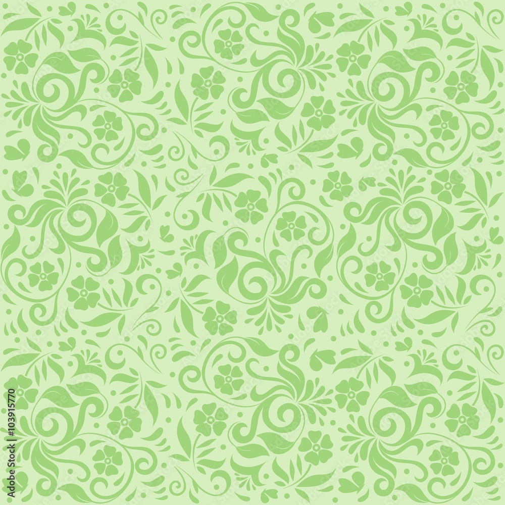 Green Ornamental Floral Seamless Pattern Green Ornamental Floral Seamless Pattern