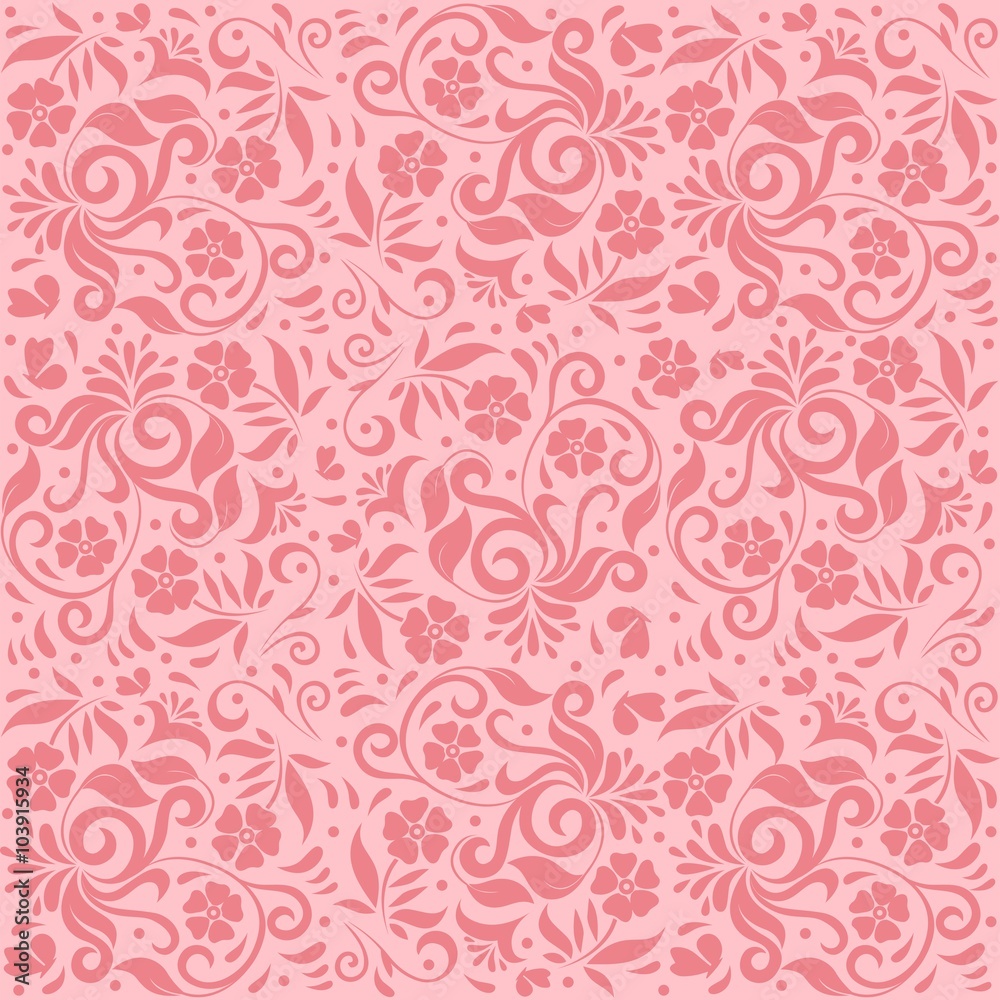 Red Ornamental Floral Seamless Pattern