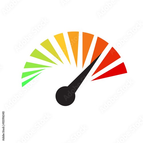 Speedometer icon or sign with arrow. Colorful Infographic gauge