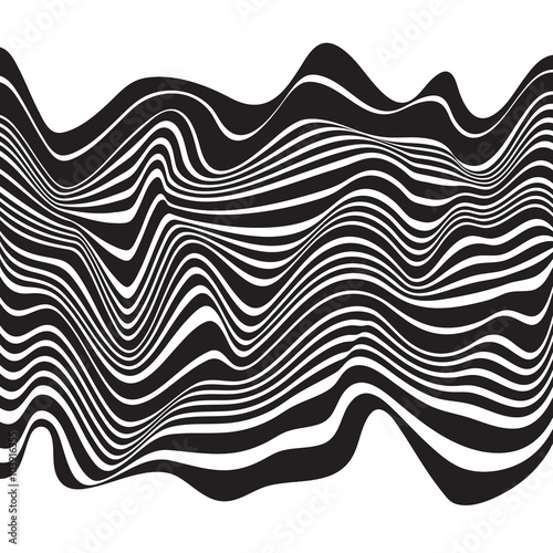 optical art background wave design black and white