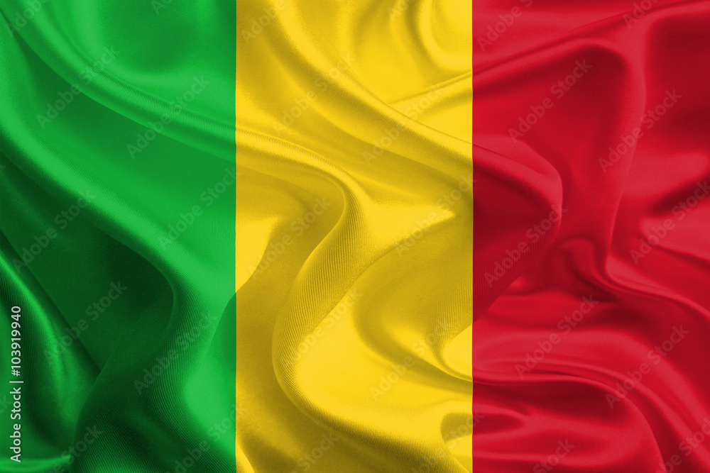 Obraz premium Waving Fabric Flag of Mali