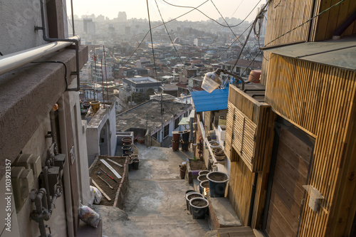 Sunset over Haebangchon alleyway in seoul