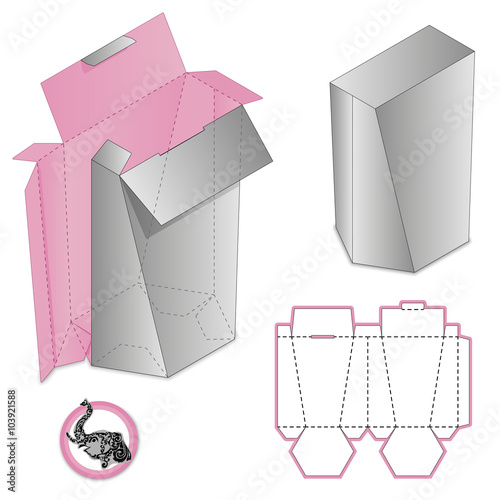 Gift Box Packaging Template, Custom Protective Box design, die-stamping,  folding, ready, closed locker