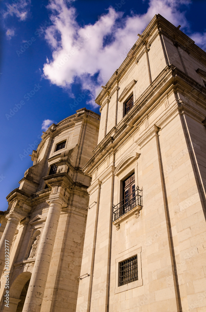 Fototapeta premium details of the facade of the pantheon national in lisbon, alfama