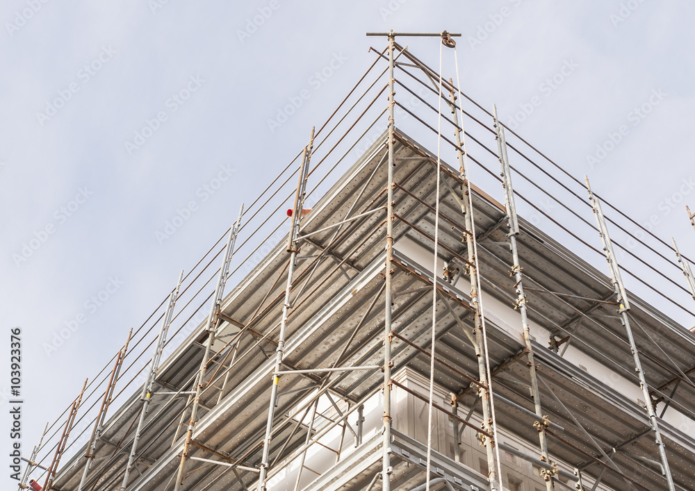 Scaffold on a house under construction
