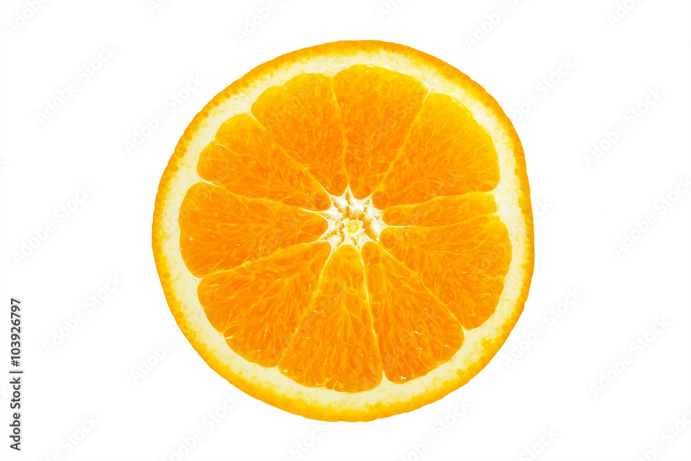 Fresh Orange Portion on white