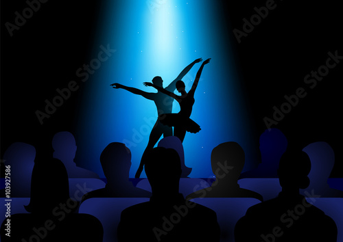 Silhouette illustration of a couple dancing ballet