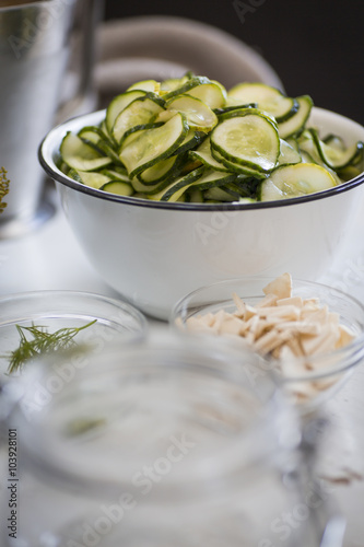 Sliced cucumbers photo