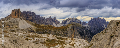 Cadini di Misurina range in National Park Tre Cime di Lavaredo. Dolomites, South Tyrol. Location Auronzo, Italy, Europe - panorama