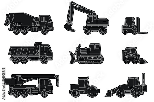 Construction machinery icons.