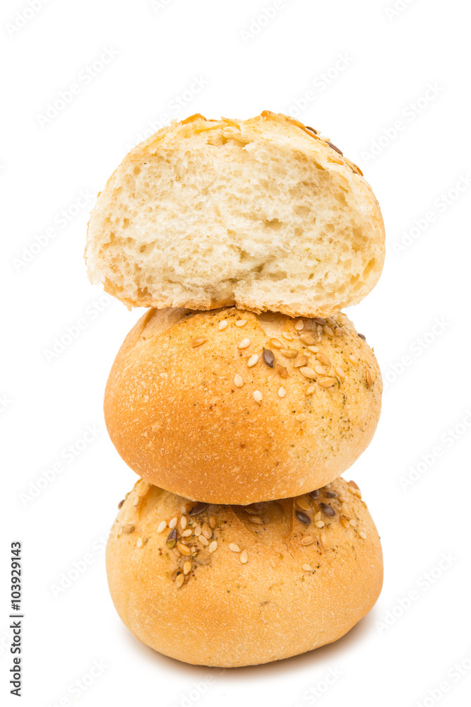 French bread rolls isolated