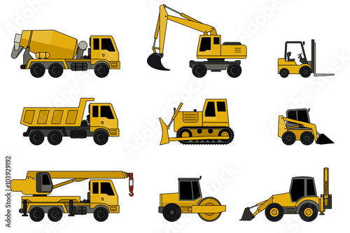 Construction machines icons.