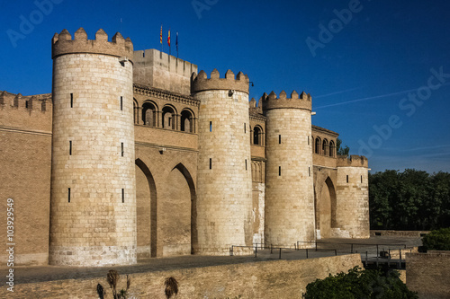 Aljaferia castle in the center of Zaragoza city, Spain
