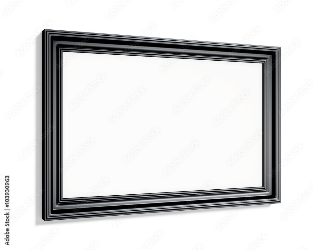 Rectangular black picture frame on a white background. 3d render Rectangular black picture frame on a white background. 3d render