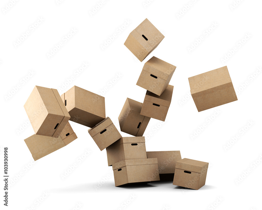 Fototapeta premium Conceptual image of a cardboard box on a white background. 3d re