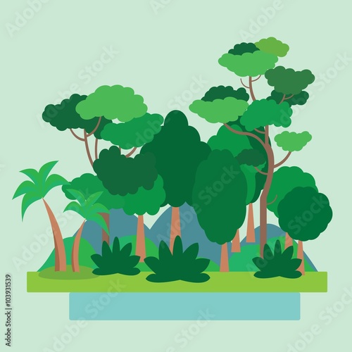 Forest Green Landscape. Vector illustration