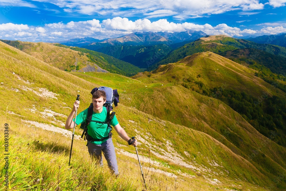 A man in mountain day summer A man in mountain day summer