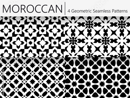Set of 4 Moroccan Vintage Seamless Patterns