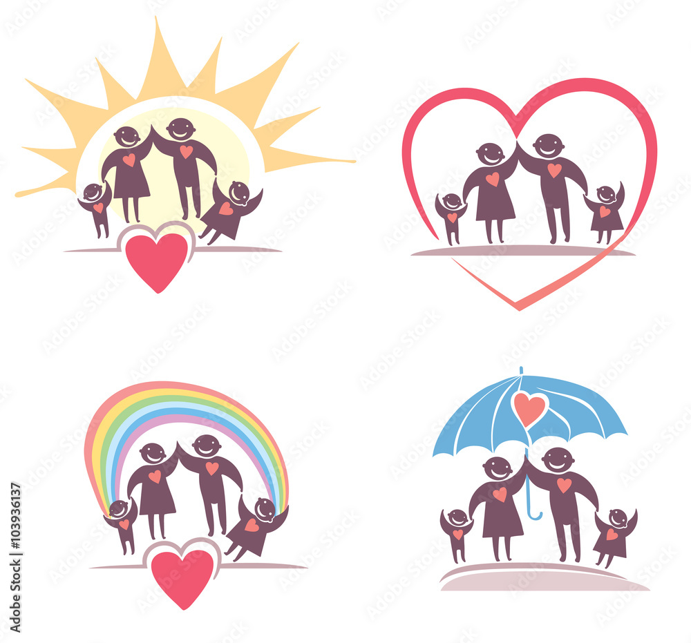Fototapeta premium Loving family icon set.