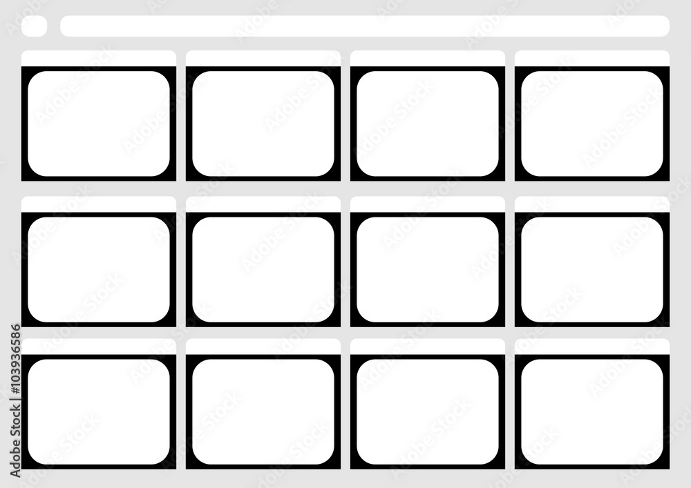 Traditional television 12 frame storyboard template Stock Vector