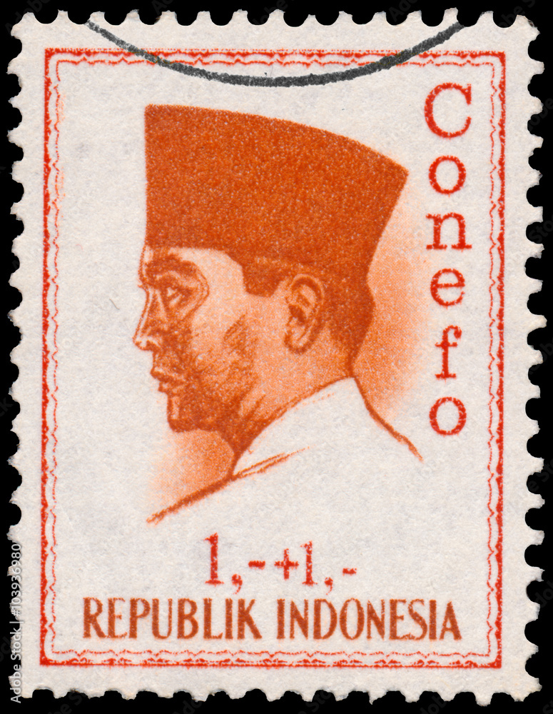 Stamp printed in Indonesia shows president Sukarno